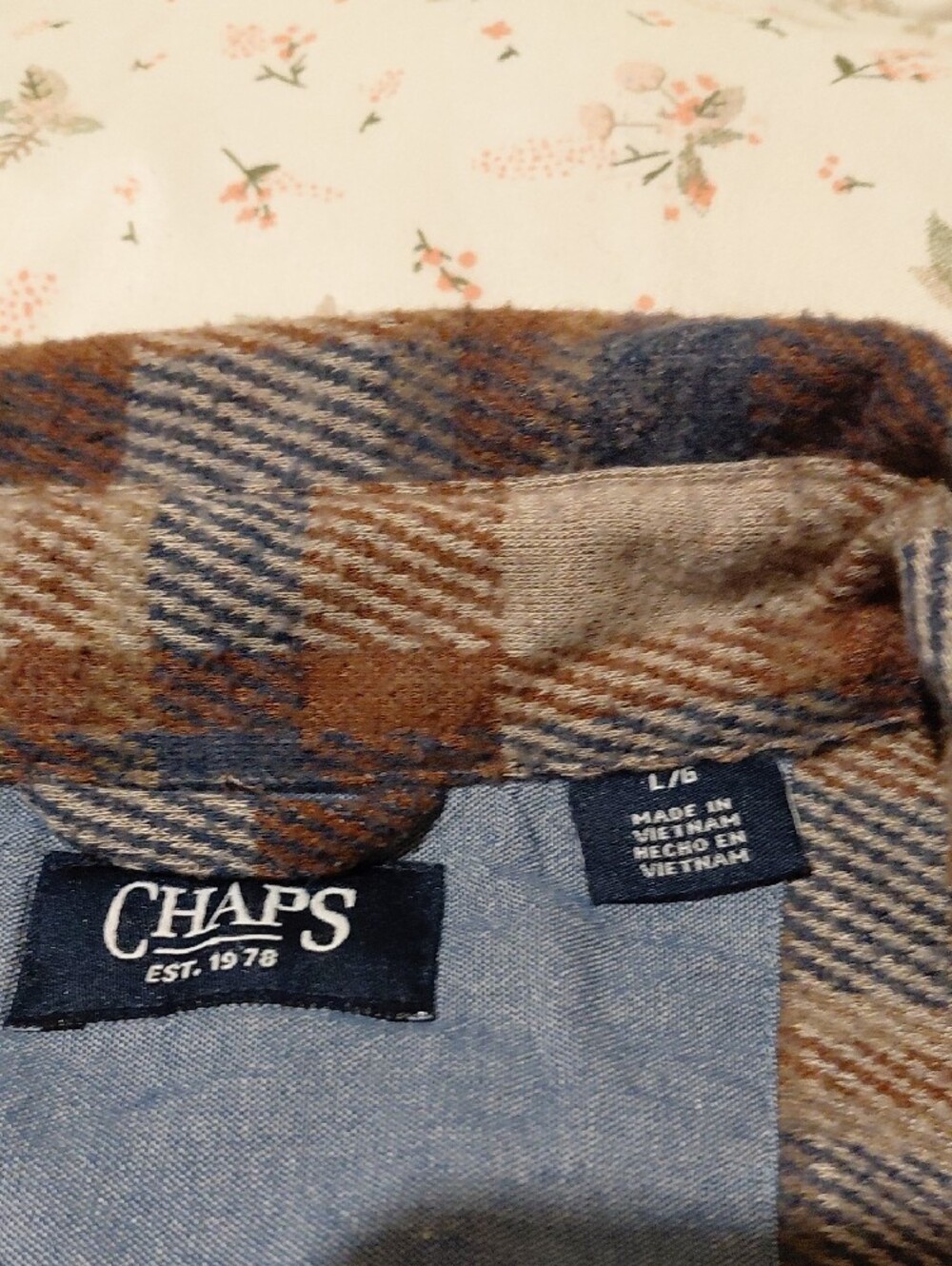 Chaps Blue and Brown Plaid Button-Down Shirt - Picture 6 of 9